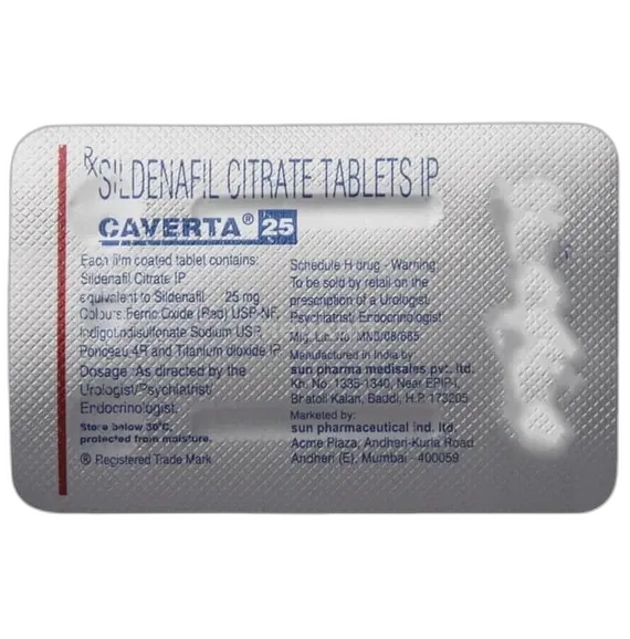 caverta 25mg tablet 4's